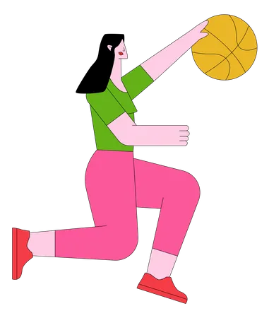 Mujer jugando baloncesto  Ilustración