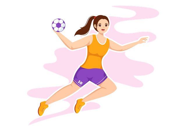 Mujer jugando balonmano  Ilustración