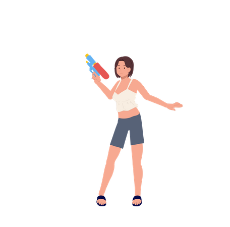 Mujer jugando con agua  Ilustración