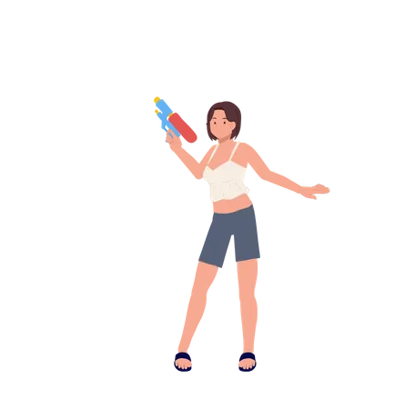 Mujer jugando con agua  Ilustración