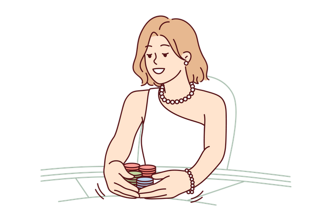Mujer jugando en el casino  Ilustración