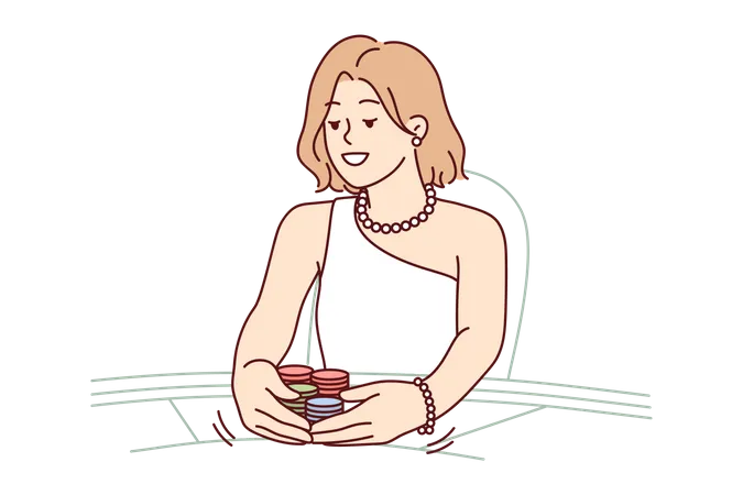 Mujer jugando en el casino  Ilustración