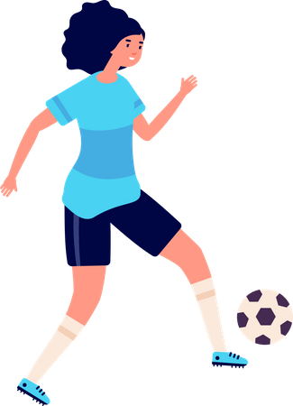 Mujer jugando futbol  Ilustración