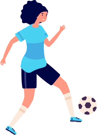 Mujer jugando futbol  Ilustración