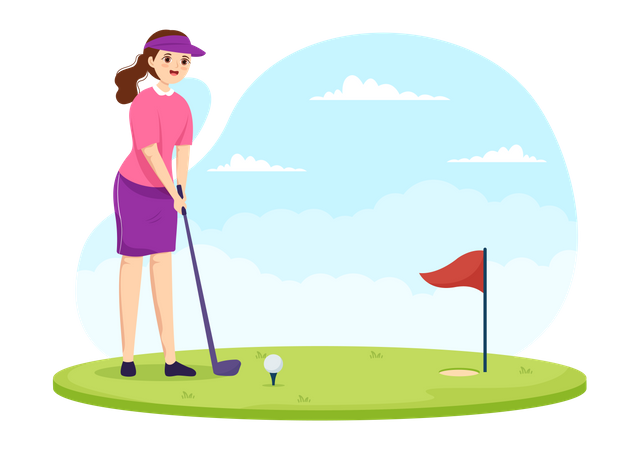 Mujer jugando al golf  Ilustración