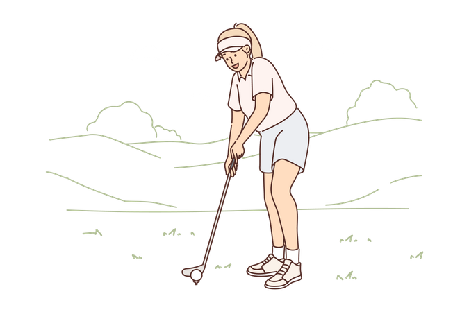 Mujer jugando al golf  Ilustración