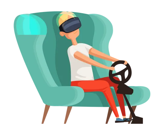 Realidad Virtual Personaje Vr Casco Gente Divertida Juego Ilustración