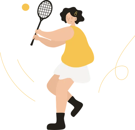 Mujer jugando tenis  Ilustración