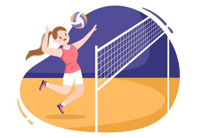 Mujer jugando voleibol  Ilustración