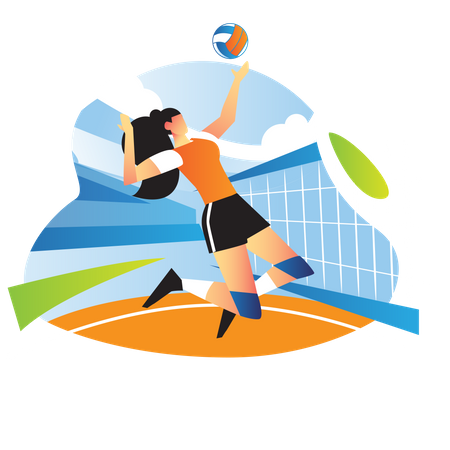 Mujer jugando voleibol  Ilustración