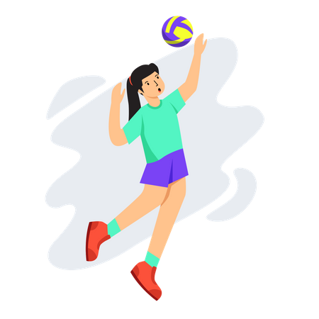 Mujer jugando voleibol  Ilustración