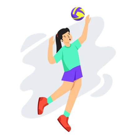 Mujer jugando voleibol  Ilustración