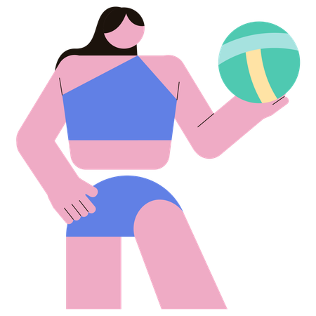 Mujer jugando voleibol de playa  Ilustración