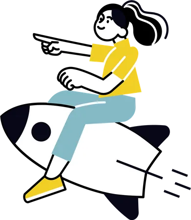 Mujer lanzando startup  Ilustración
