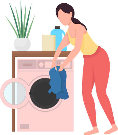 Mujer lavando ropa  Ilustración