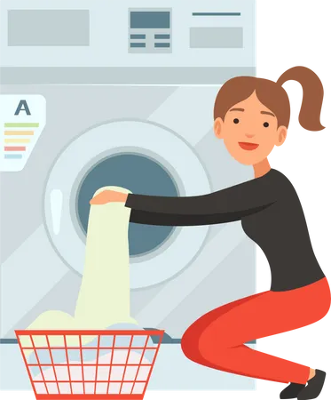 Mujer lavando ropa  Ilustración