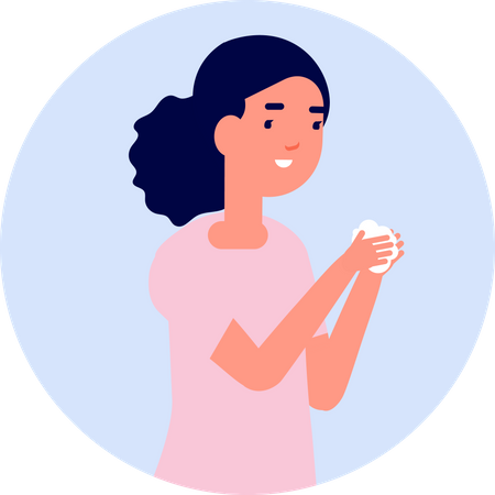 Mujer lavándose la mano  Ilustración