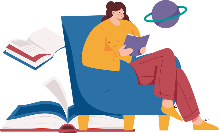 Mujer leyendo libro  Illustration