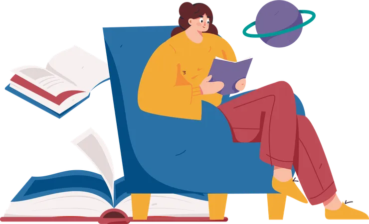 Mujer leyendo libro  Illustration