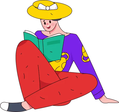 Mujer leyendo libro  Ilustración