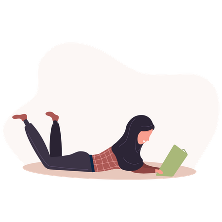 Mujer leyendo libro  Ilustración