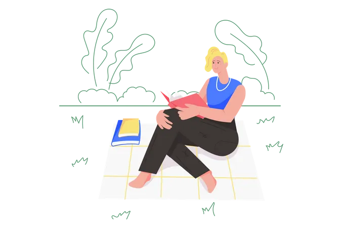 Mujer leyendo novela  Ilustración