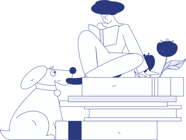 Mujer leyendo libro  Ilustración