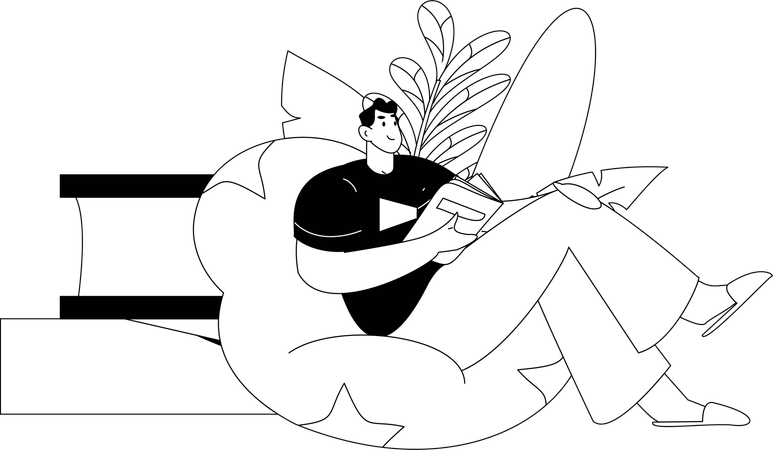 Mujer leyendo un libro en su tiempo libre  Ilustración