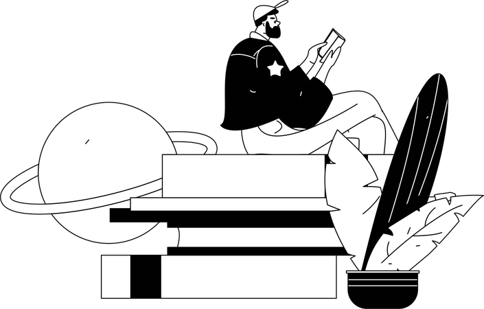 Mujer leyendo un libro en su tiempo libre  Ilustración