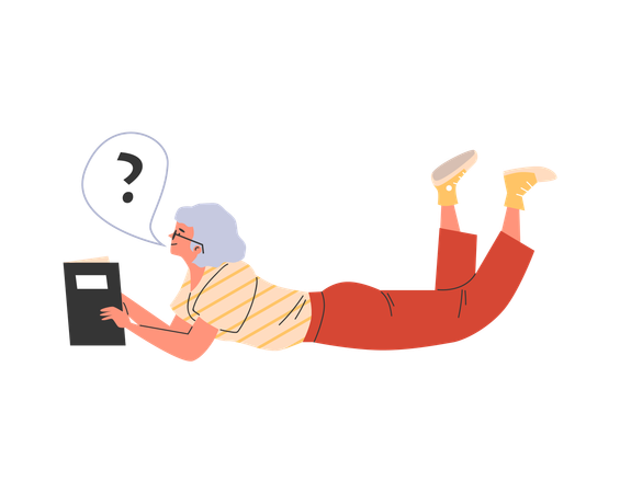Mujer leyendo un libro y acostada  Ilustración
