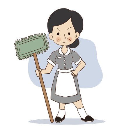 Limpiadora femenina con trapeador  Ilustración