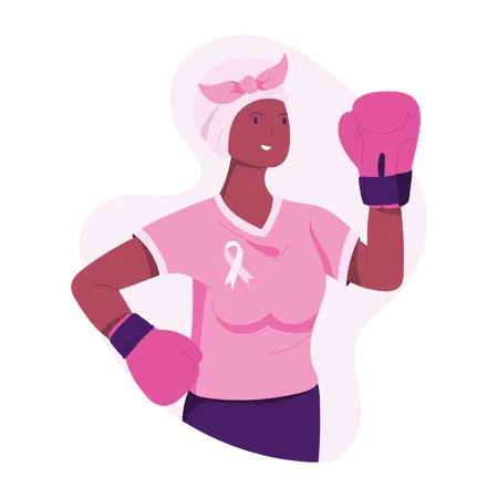 Mujer lucha contra el cáncer de mama  Ilustración