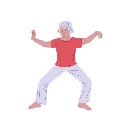 Mujer madura en pose de Tai Chi  Ilustración