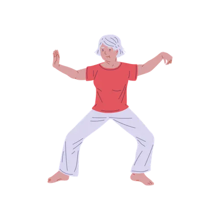 Mujer madura en pose de Tai Chi  Ilustración