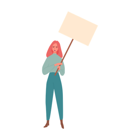 Manifestante femenina con tablero en blanco  Ilustración