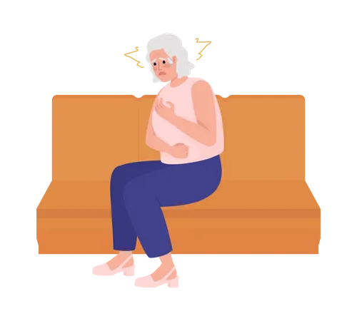 Mujer mayor con ataque de pánico  Ilustración