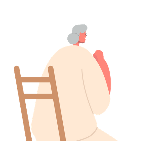 Mujer mayor en oración  Ilustración