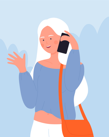 Mujer mayor hablando por teléfono  Illustration