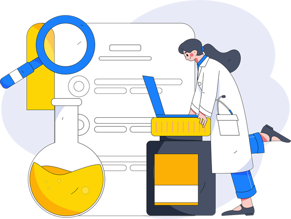 Informe de salud del chequeo médico mujer  Illustration