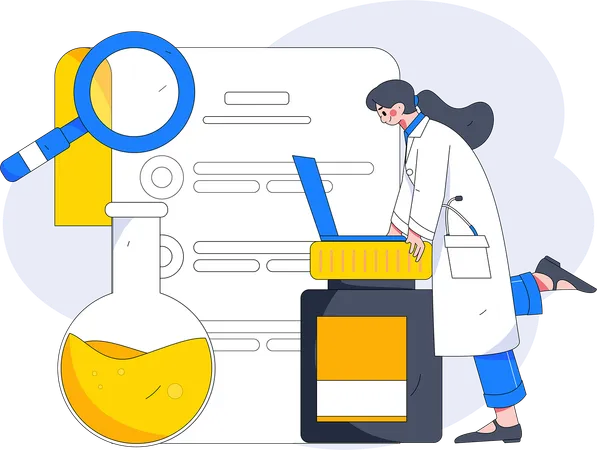 Informe de salud del chequeo médico mujer  Illustration