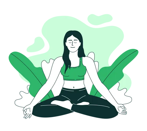 Mujer meditando en postura de loto  Ilustración