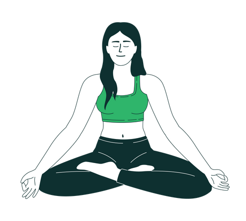 Mujer meditando en postura de loto  Ilustración