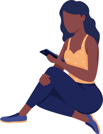Mujer mirando celular  Ilustración