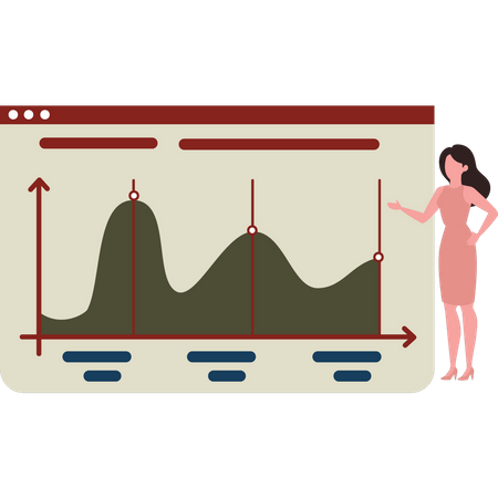 Mujer mirando el gráfico  Illustration