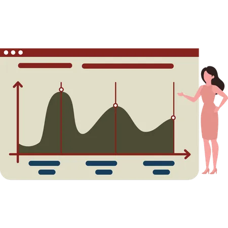 Mujer mirando el gráfico  Illustration