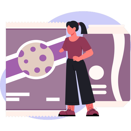 Mujer mirando galletas  Illustration