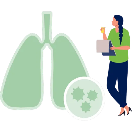 Mujer mirando los pulmones  Ilustración