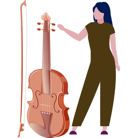 Mujer mirando violín  Ilustración