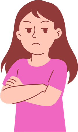 Mujer molesta con brazos  Ilustración