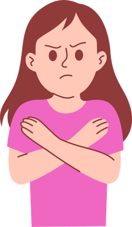 Mujer molesta mostrando gesto de rechazo  Ilustración